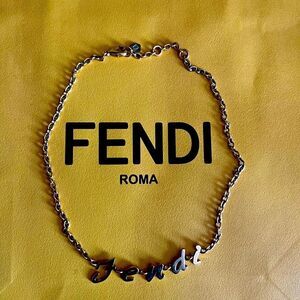 FENDI Script Necklace Gold Tone